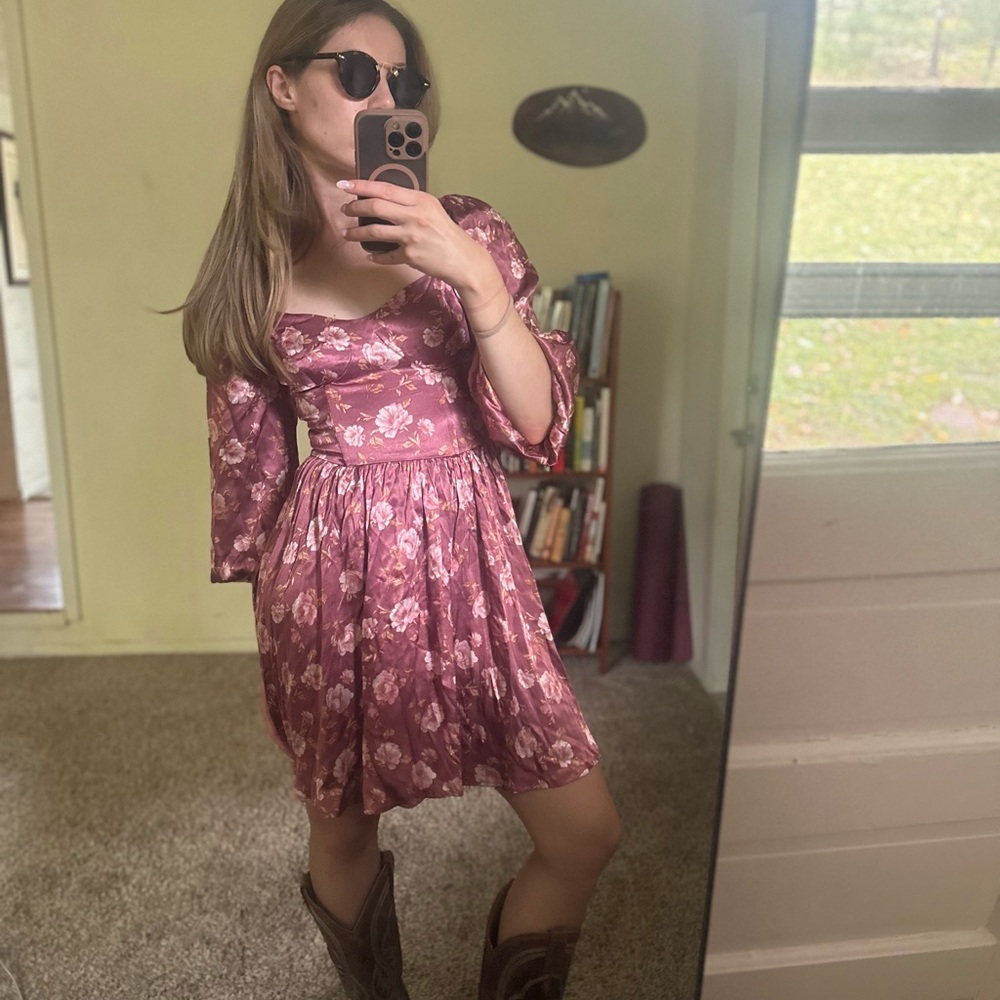 Altar'd State Pink Floral Mini Dress